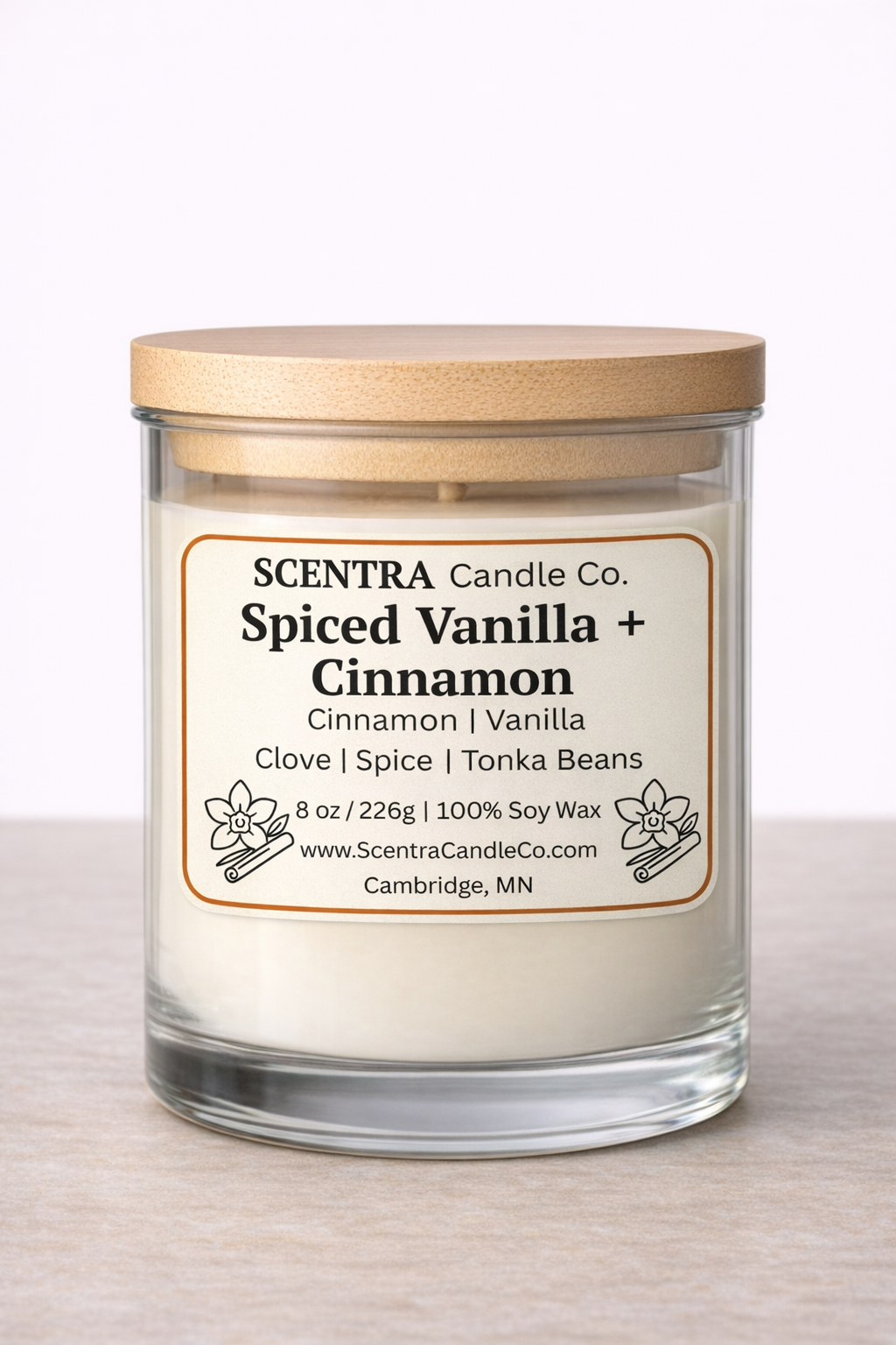 Spiced Vanilla + Cinnamon Candle