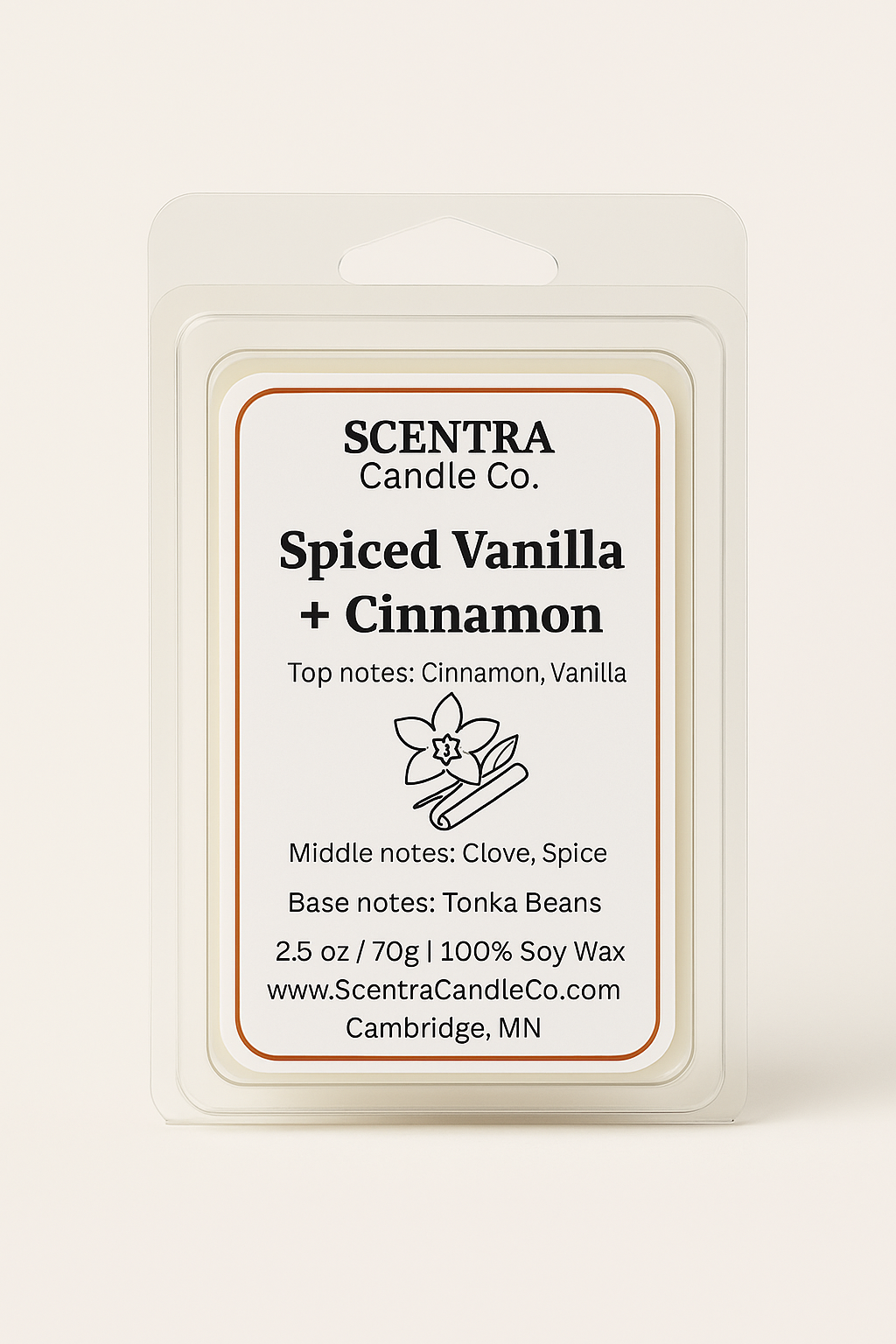 Spiced Vanilla + Cinnamon Wax melt