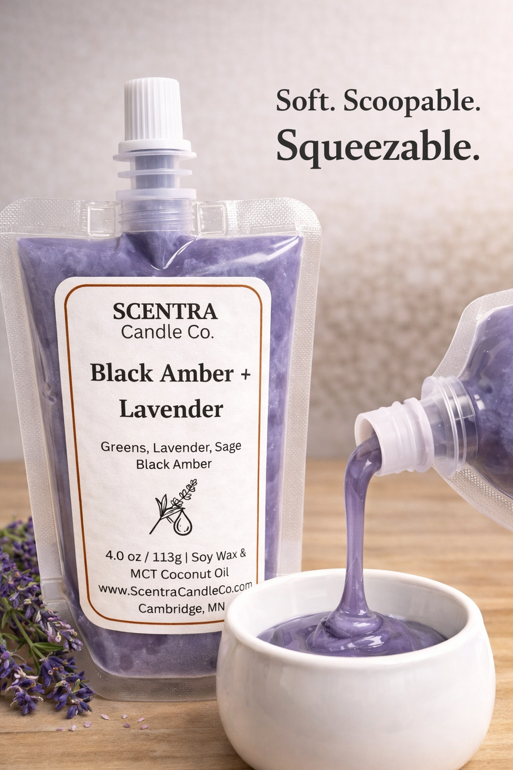 Black Amber + Lavender Squeezable Wax Melt